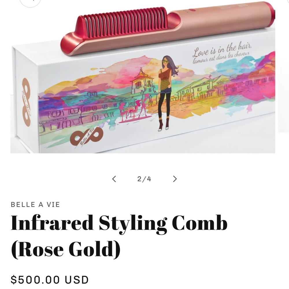 Belle A Vie Infrared Styling Comb Rose Gold New